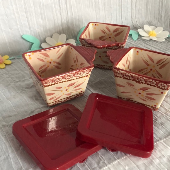 TempTations Kitchen Temptations Old World Red Set Of 3 Ramekin